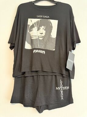 Mayhem  Lady Gaga Black Graphic Sleep Set - Women's Pajama Short Set